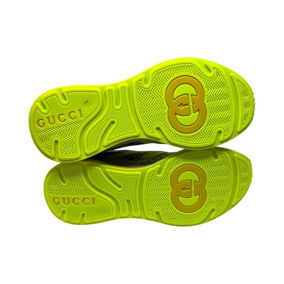 GUCCI Ultrapace R Low Top Sneakers Grey Neon Yellow - Picture 10 of 13